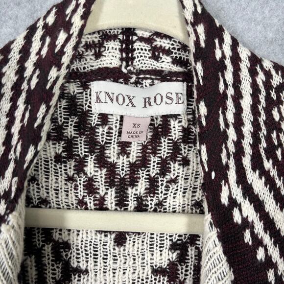 Knox Rose Cardigan Sweater Womens XS Orange Brown‎ Aztec Southwest Boho Tribal - Picture 8 of 11